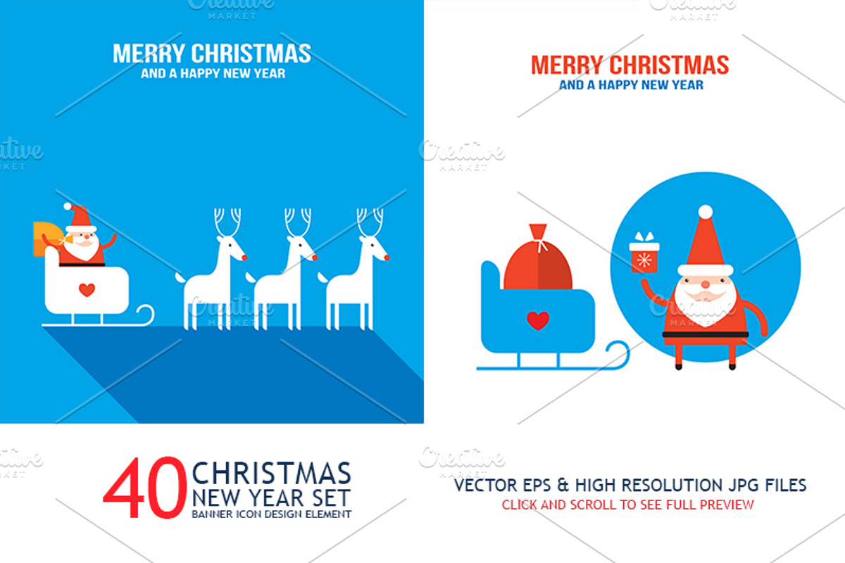 40 New Year & Christmas banners set, a Decorative Illustration by Anttoniu (Photo 5 of 5)