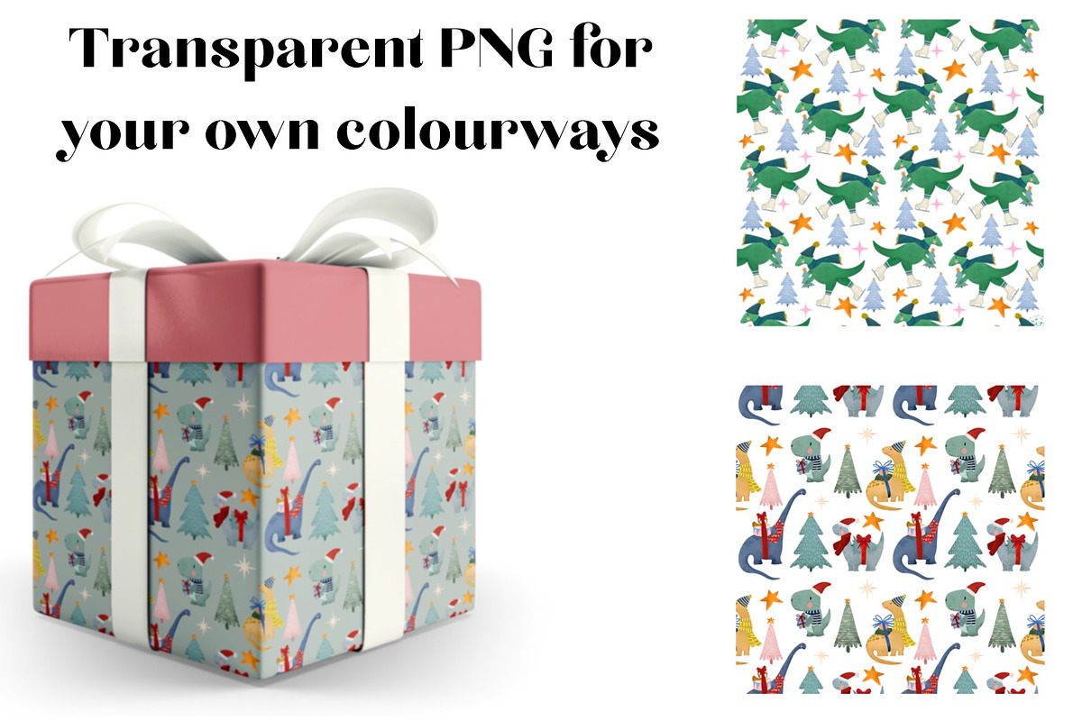 Christmas Dinosaur Illustrations, an Illustration by KJP Designs (Photo 7 of 7)