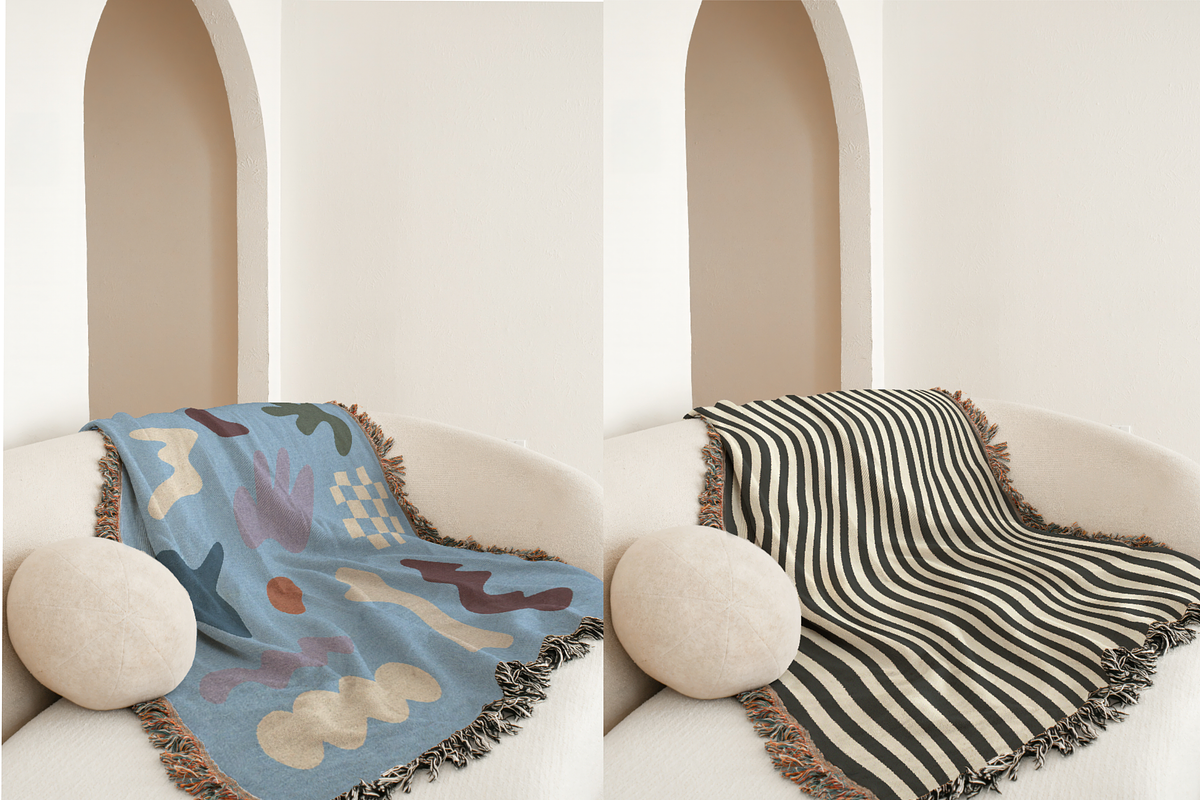 Throw Blanket Mockup PSD + PNG, a Household Mockup by VisualGrid (Photo 3 of 5)