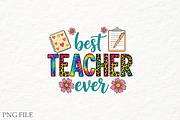 Best Teacher ever png, an Illustration by Watercolor design (Thumbnail 1 of 3)