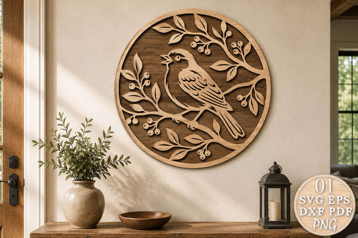 Bird On Branch Laser Cut, an Object Graphic by Rose Art (Photo 1 of 3)