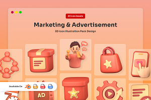 Marketing & Advertisement 3D Icon, a Work Illustration by twinstd