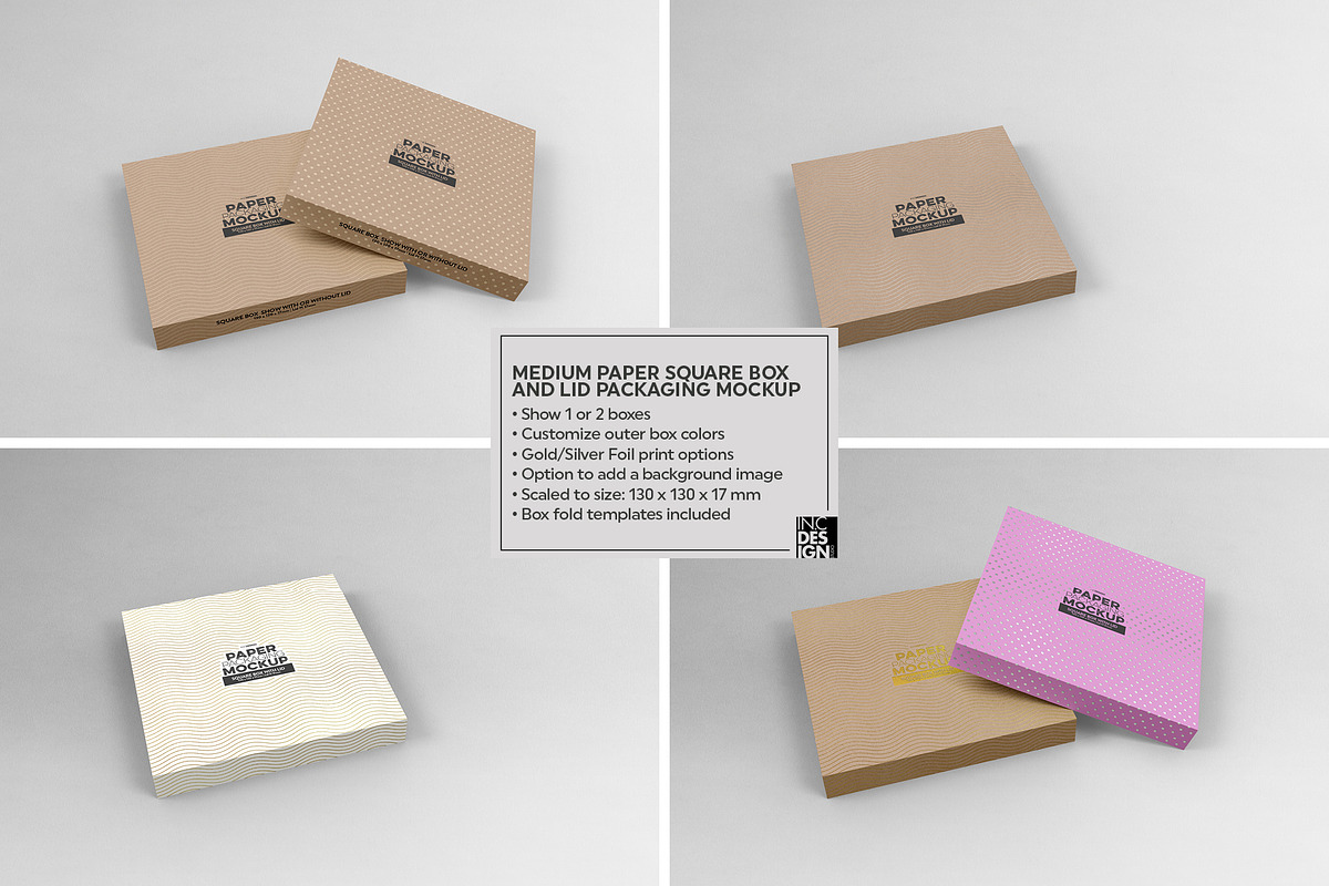 Medium Square Paper Box&Lid Mockup, a Cups & Container Mockup by INCDesign (Photo 6 of 7)