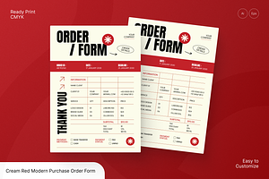 Cream Red Modern Purchase Order Form, a Flyer Template by Annora Studio