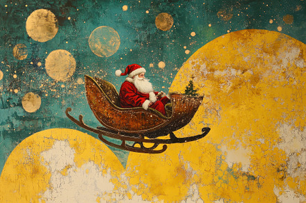 Santa Claus rides his sleigh through, a Photo by Iftikhar Alam
