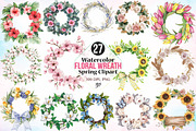 Watercolor Floral Wreath Spring PNG, an Illustration by Canvas Craft (Thumbnail 1 of 3)