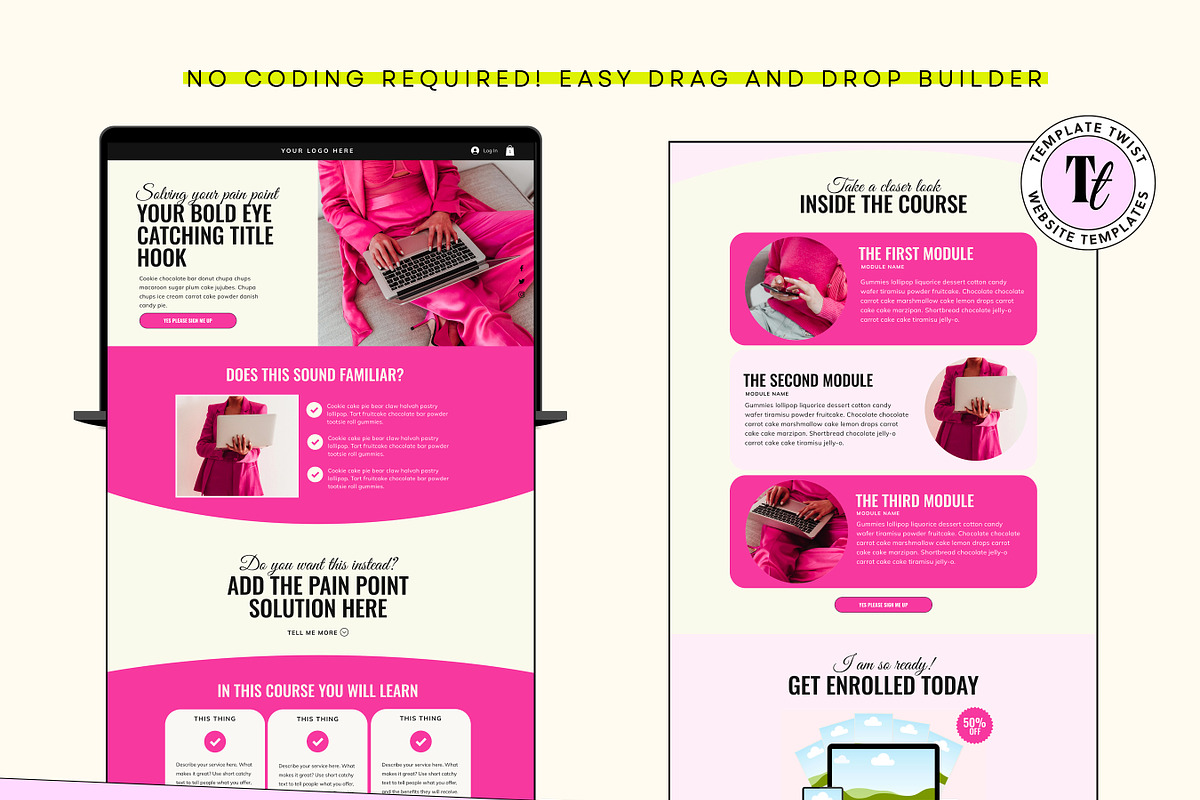 Pink Feminine Faceless Sales Page, a Wix Template by Template Twist Shop (Photo 6 of 10)