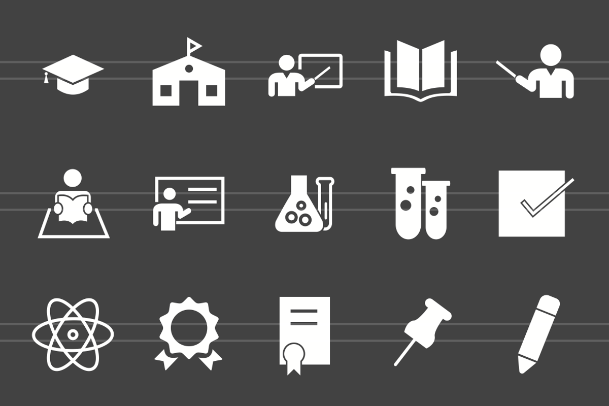 50 Academics Glyph Inverted Icons preview 2