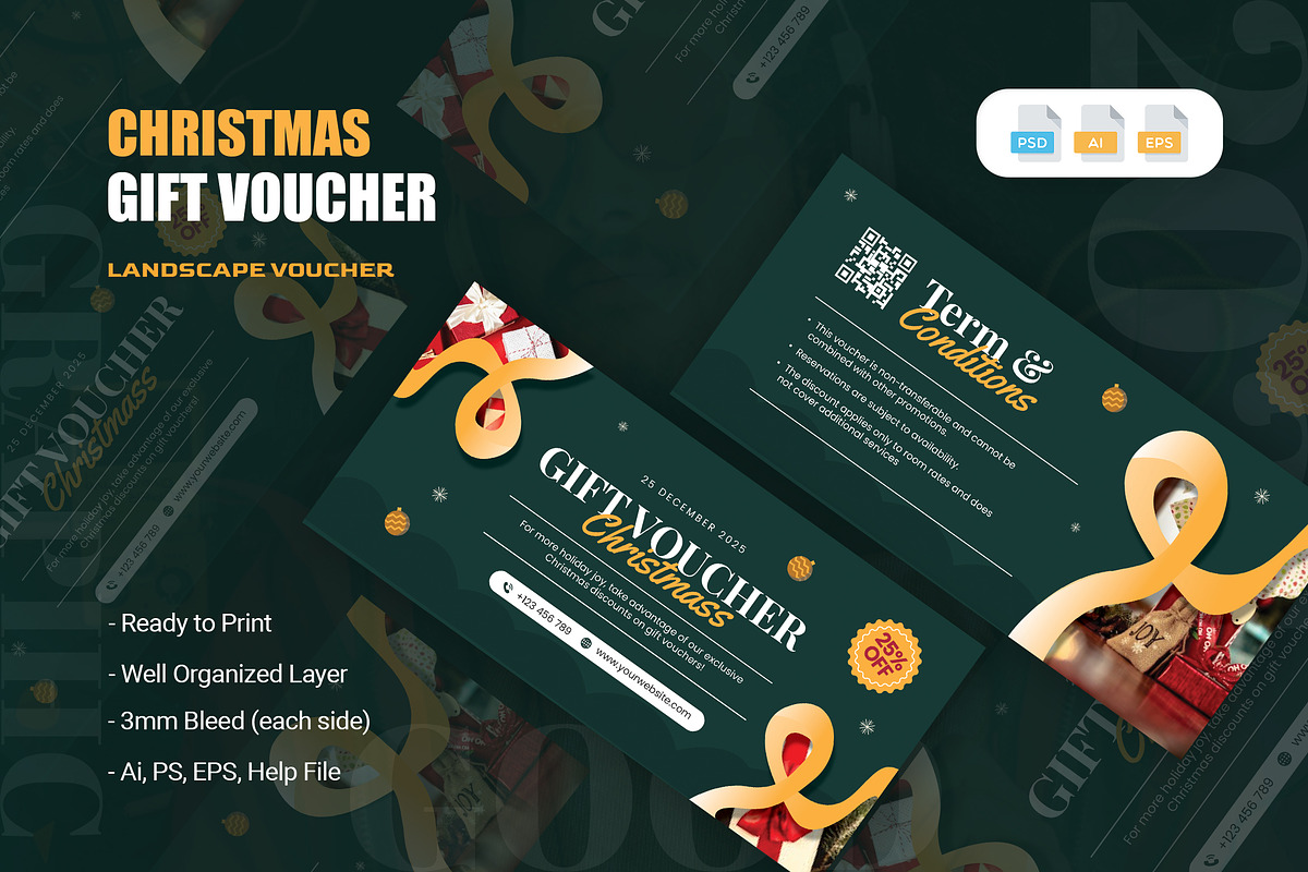 Christmass Discount - Gift Voucher, a Print Template by AQR Studio (Photo 1 of 2)
