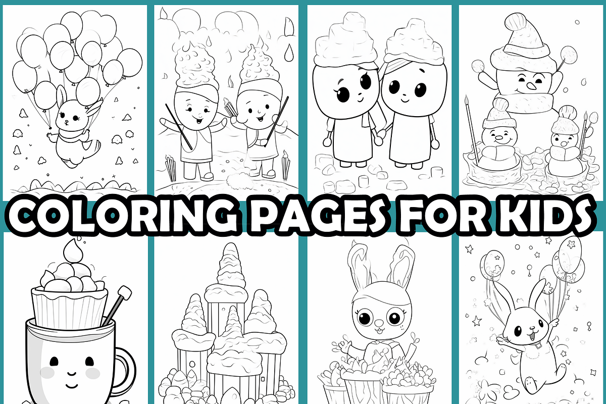 Marshmallow Snow Party Coloring Page, an Animal Illustration by martinblan (Photo 3 of 4)
