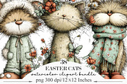 Whimsical Easter Cats Clipart, an Illustration by Designking (Thumbnail 1 of 5)