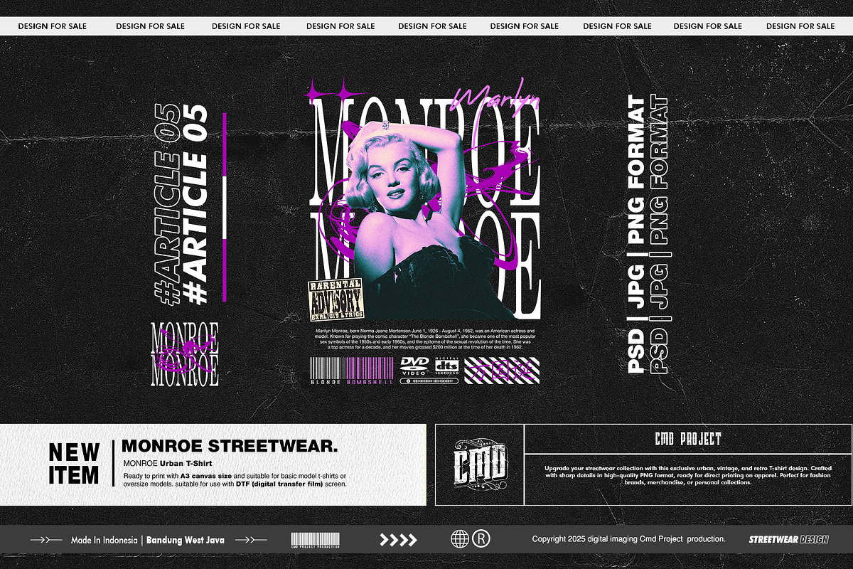 Retro Marilyn Monroe T-Shirt Design, an Object Graphic by Cmd Project (Photo 2 of 7)