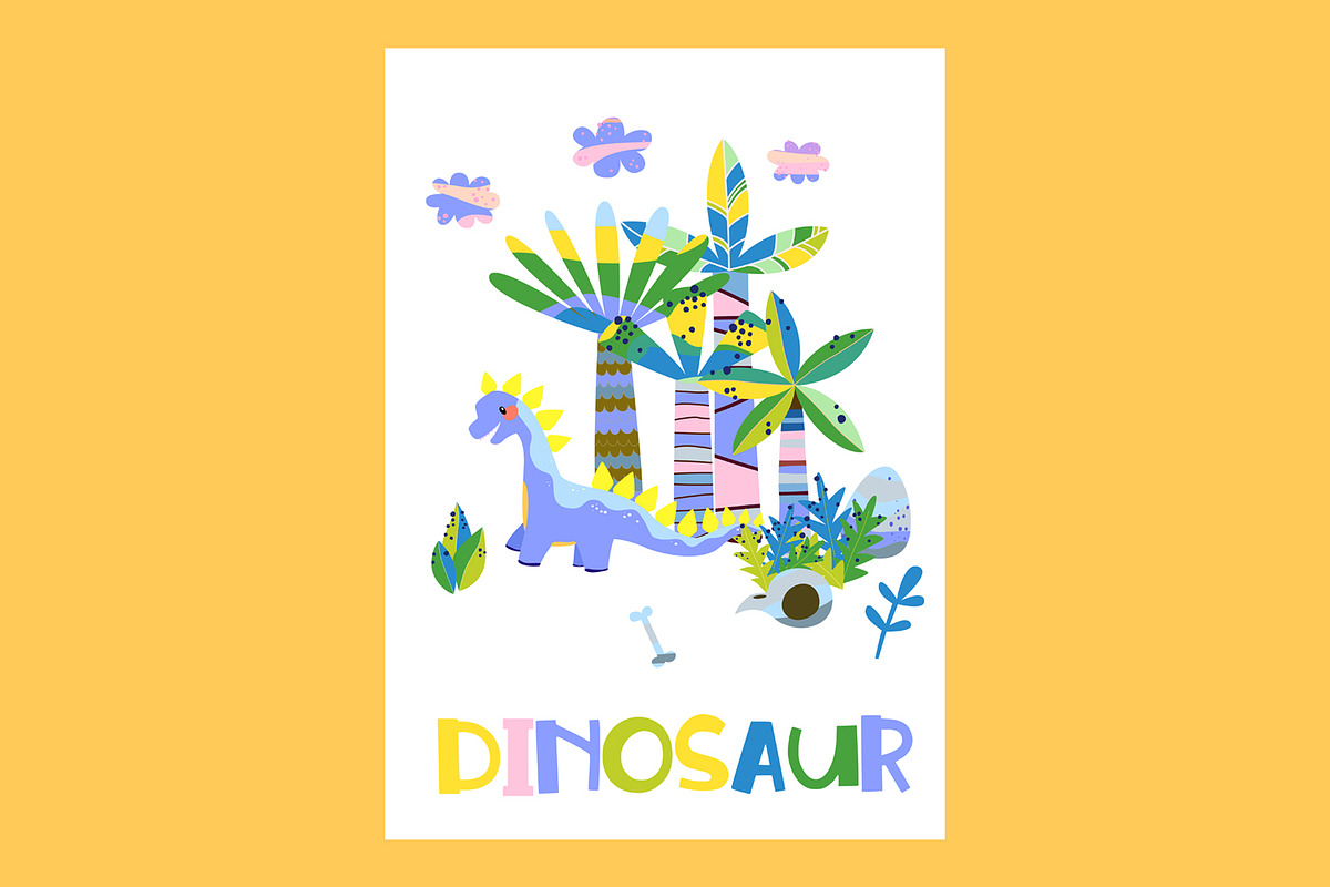 Cute Cartoon Cards with Dinosaurs, an Animal Illustration by the_myro (Photo 6 of 10)