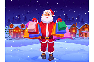 Santa Claus with shopping bags