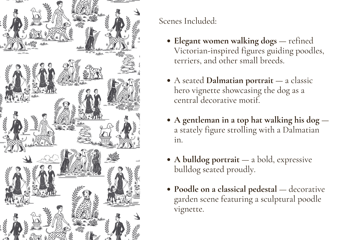Dog Toile de Jouy Pattern, a Background Graphic by Hughes Studio (Photo 4 of 8)