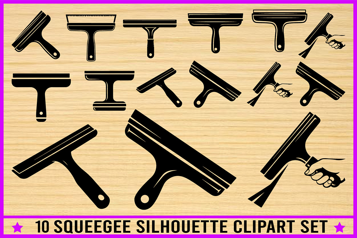 10 Squeegee Silhouette Clipart Set, an Illustration by Designer_Momina (Photo 1 of 4)