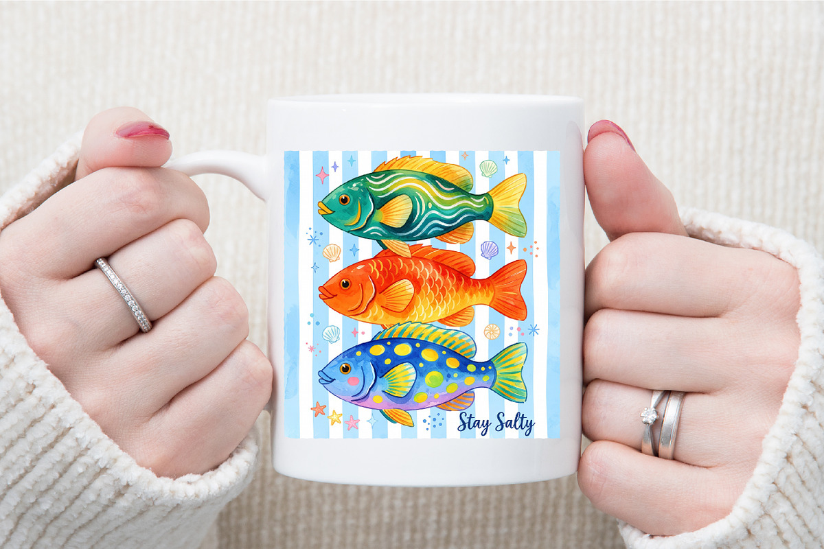 Colorful Fish Stay Salty Summer PNG, a Work Illustration by Sublimation Artist (Photo 7 of 9)