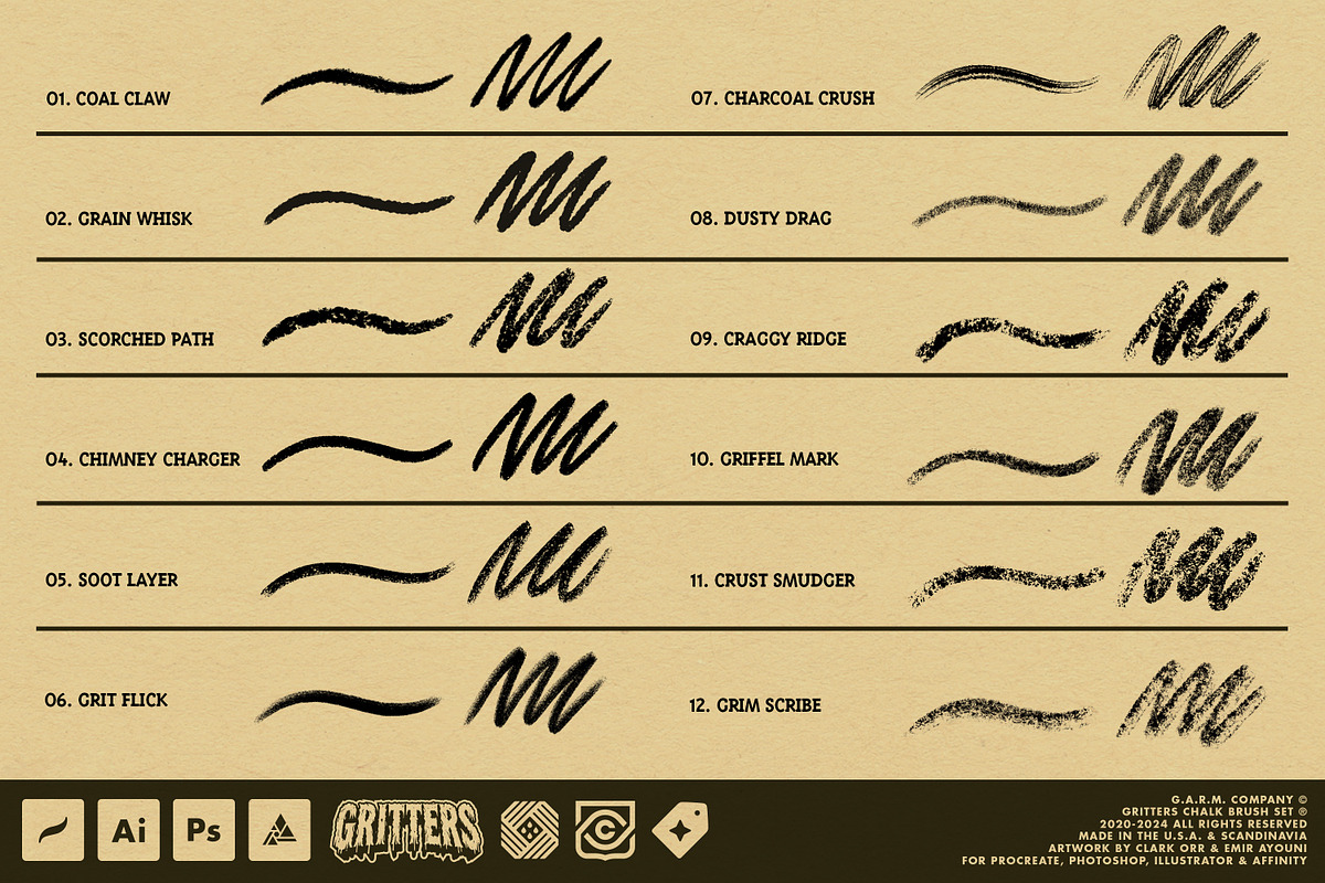 Gritters Chalk Brushes (Affinity), a Brush Add-On by G.A.R.M. Company (Photo 9 of 13)