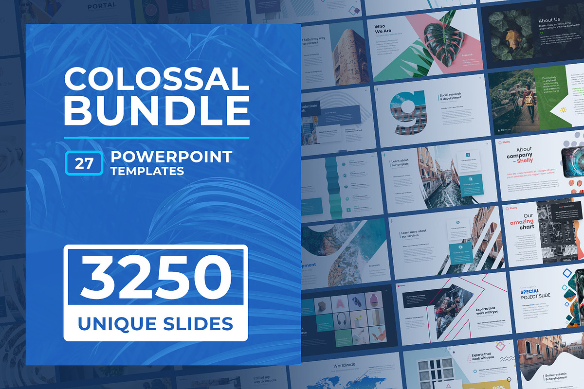 Colossal PowerPoint Templates Bundle, a Presentation Template by Reshapely (Photo 1 of 17)