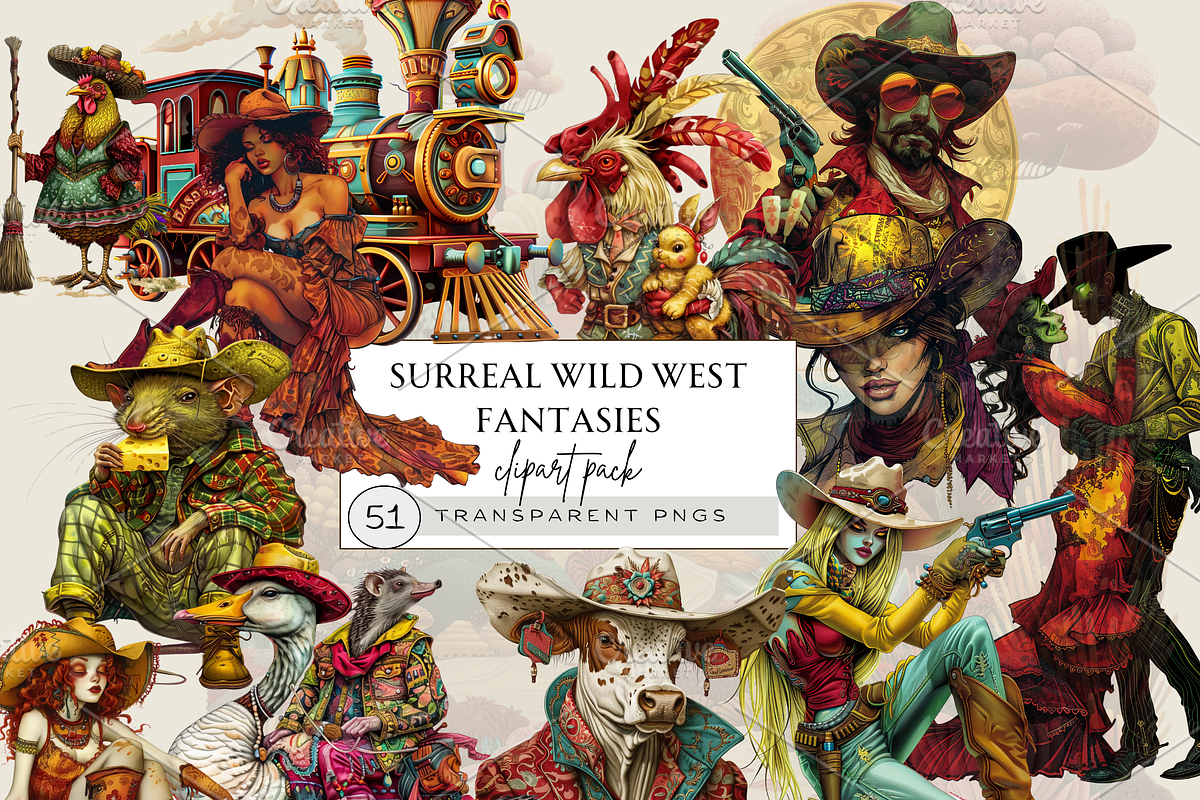 SURREAL WILD WEST FANTASIES CLIPART, a Person Illustration by Daring Digies (Photo 1 of 10)