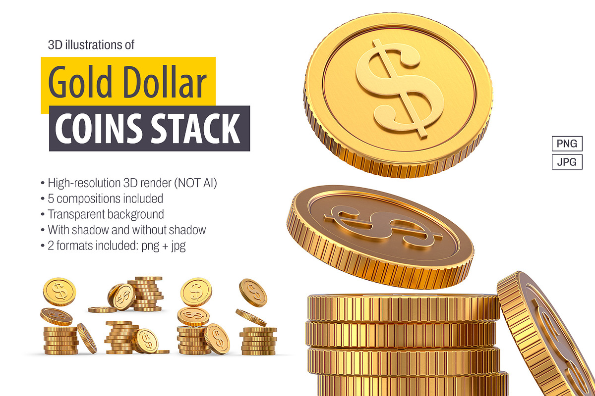 Set of Gold Coins Isolated PNG & JPG, an Object Graphic by LoopAll (Photo 1 of 6)
