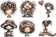 Whimsical Girl Clipart, an Illustration by DreamArtGraphic (Thumbnail 5 of 5)