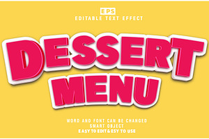 Dessert Menu 3d Editable Text Vector