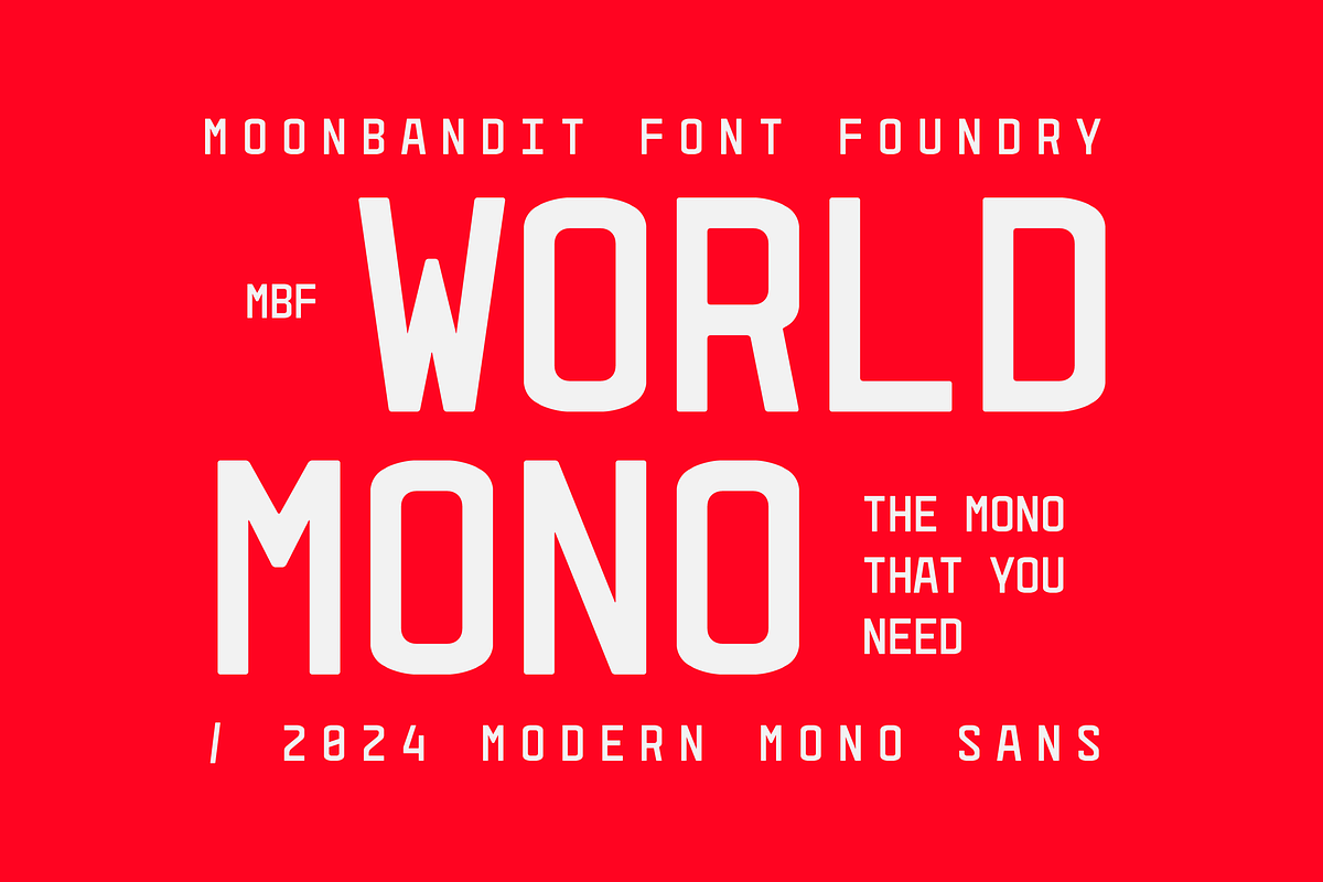 MBF World Mono - bold monospace font, a Font by MoonBandit (Photo 1 of 8)