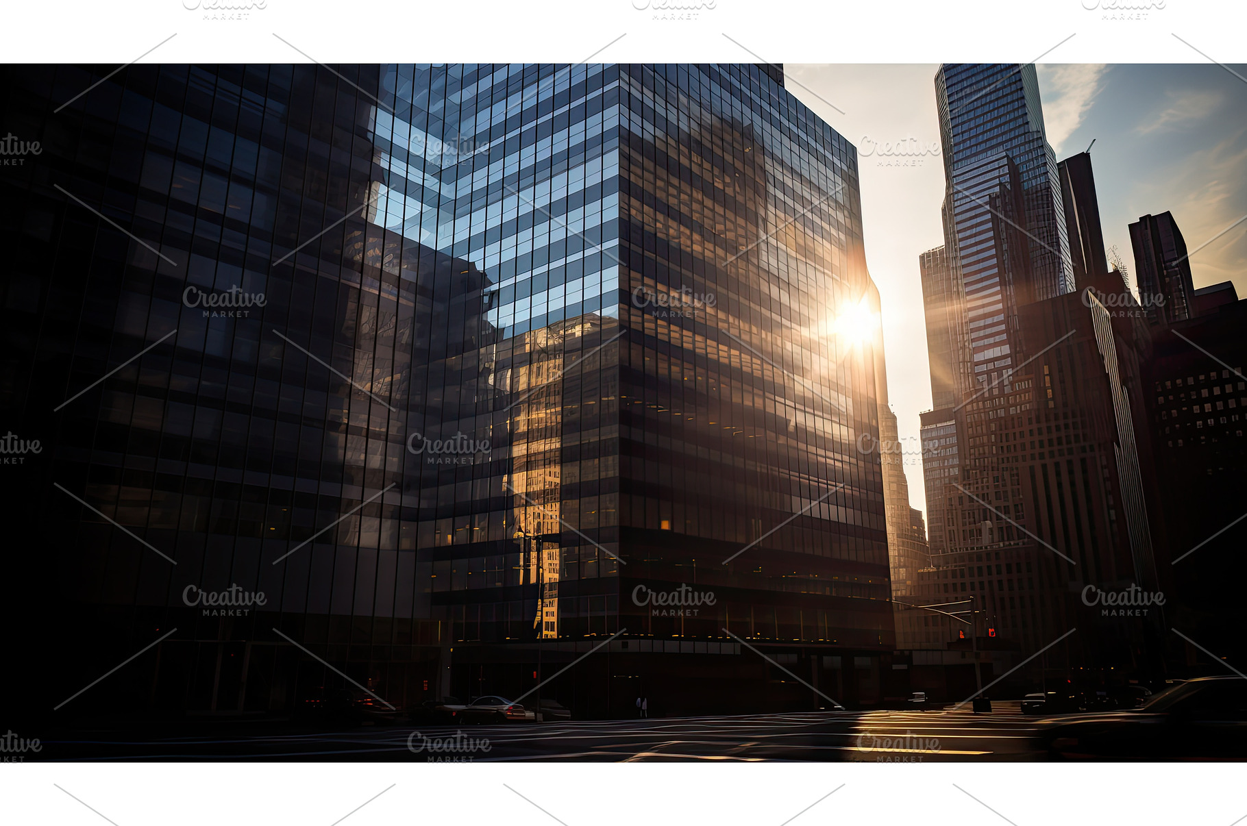 skyscraper shadow light effect ai, an Architecture Photo by pikepicture