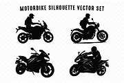 Motorbike Rider Silhouette SVG Set, a Transportation Illustration by Gfx Expert Team (Thumbnail 2 of 3)