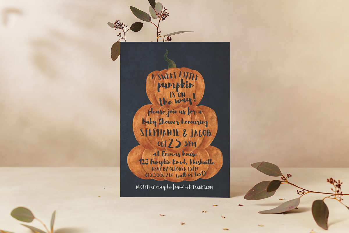 Pumpkin baby shower invitation, an Invitation Template by ForeverPrint (Photo 4 of 7)