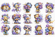 Whimsical Floral Cat Clipart Bundle, a Seasonal Illustration by Craft Nest (Thumbnail 6 of 12)