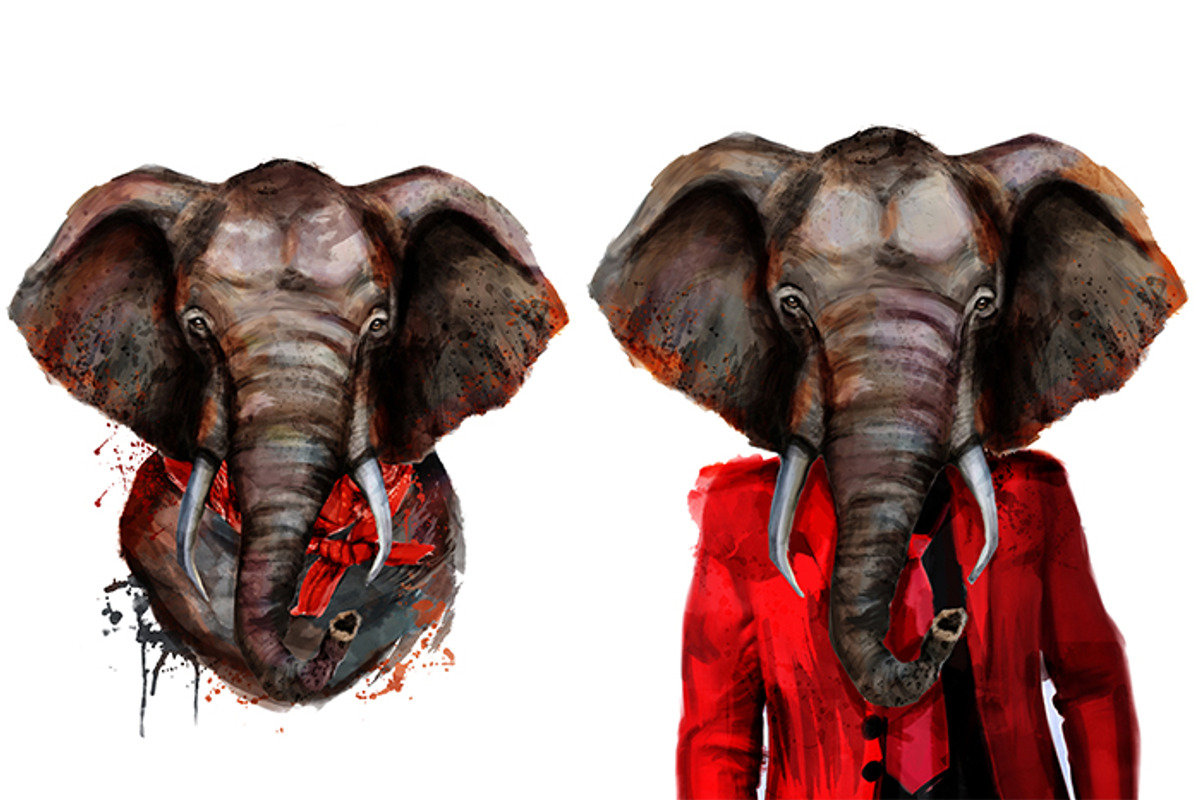 Set elephant fineart .4 styles, an Animal Illustration by art_mouse (Photo 5 of 7)