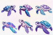 Beautiful Sea Turtles PNG Bundle, an Illustration by CreationArt (Thumbnail 4 of 5)