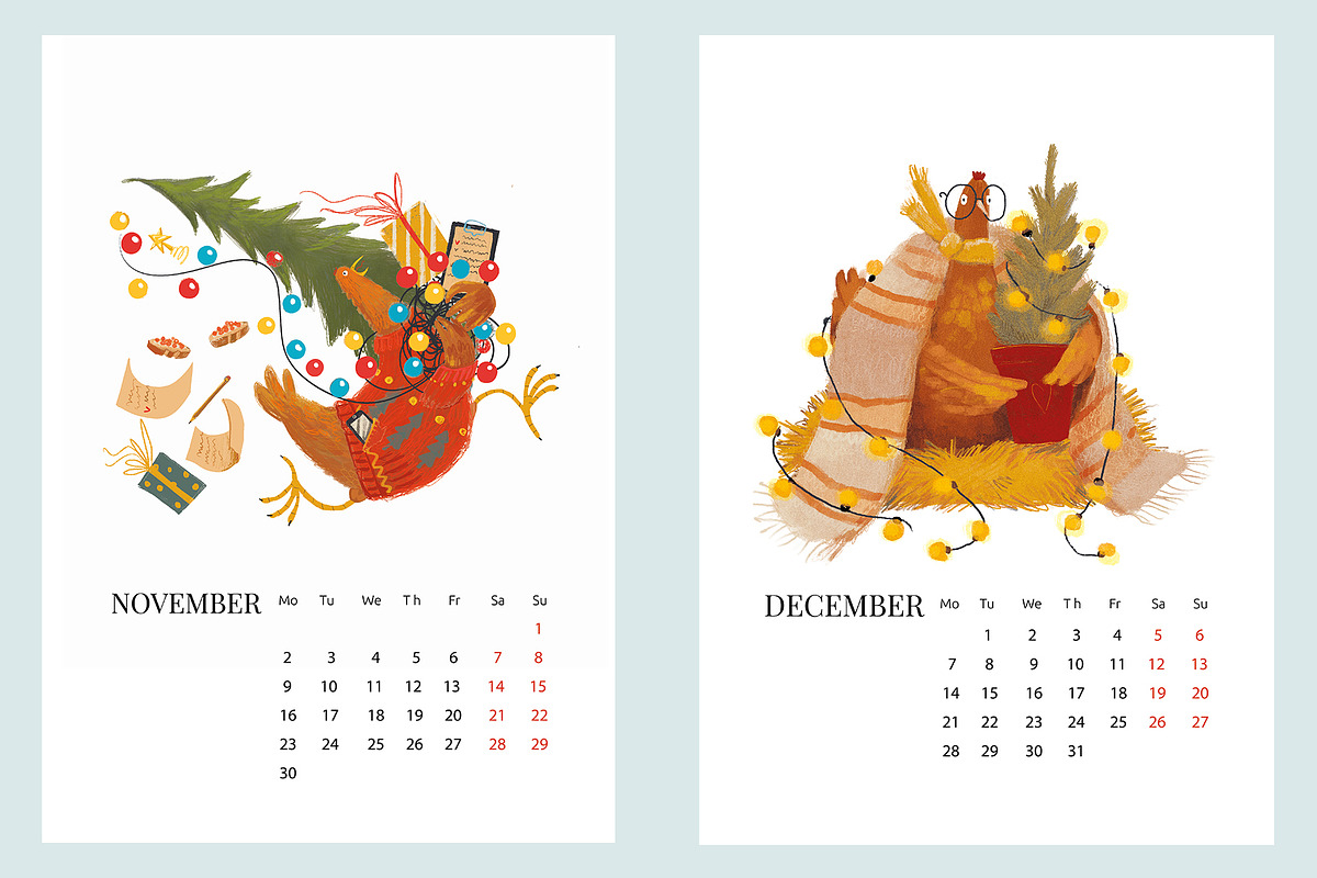 Calendar 2026 Happy Chickens, a Decorative Illustration by Dashnpro (Photo 7 of 7)