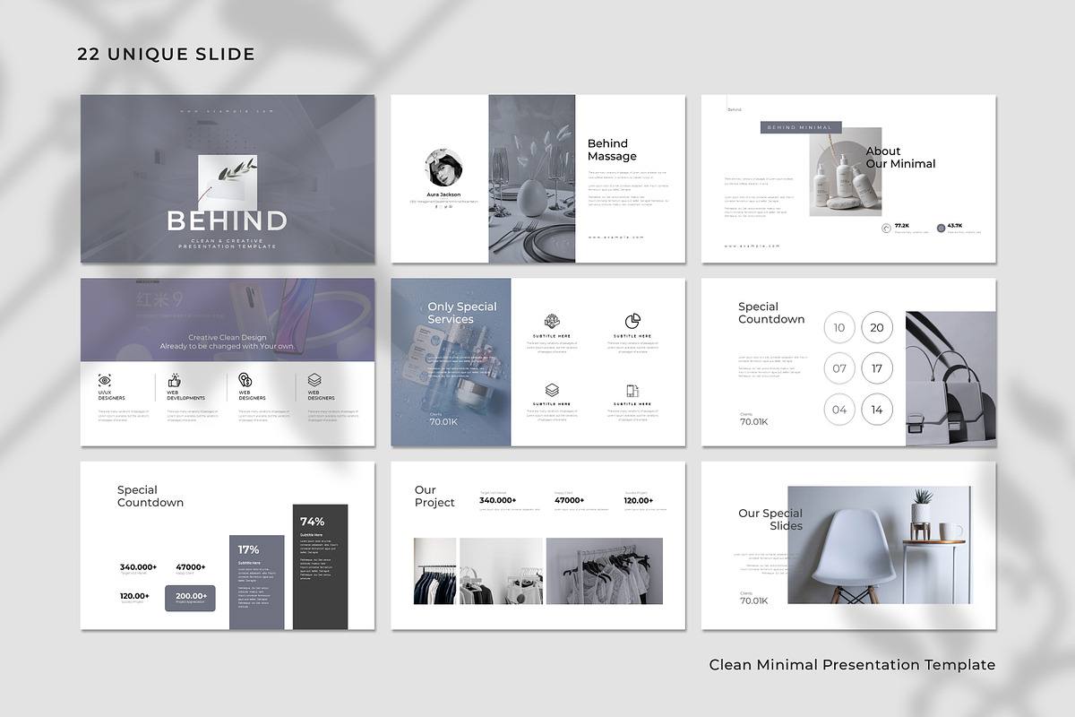 Clean Minimal Black White Presentati preview 5