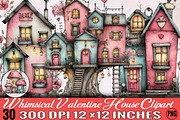 Whimsical Valentine House Clipart, an Illustration by SVGArt (Thumbnail 1 of 8)