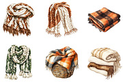 Fall Plaid Blankets Clipart, a Seasonal Illustration by Designking (Thumbnail 5 of 5)