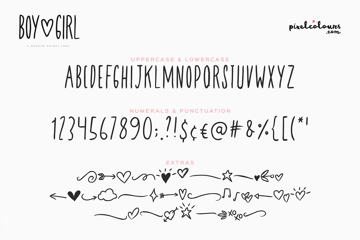 Skinny Font Boy and Girl preview 5
