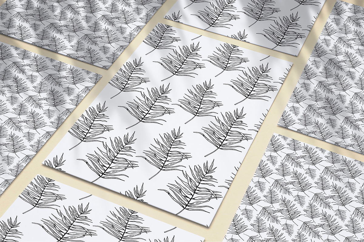 Palm leaf. Hand sketch and patterns, an Illustration by Canatic (Photo 3 of 7)