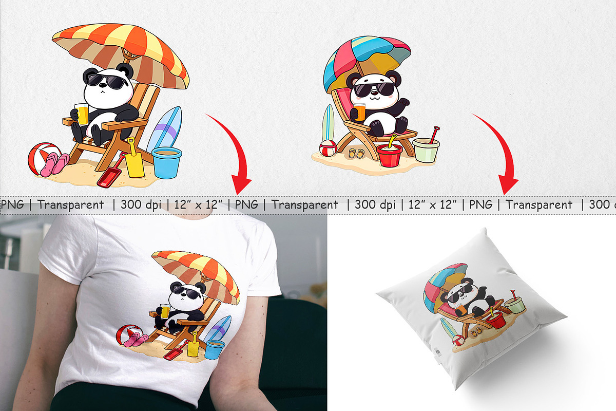 Summer Panda Clipart, a Graphic by Artnoy (Photo 3 of 5)