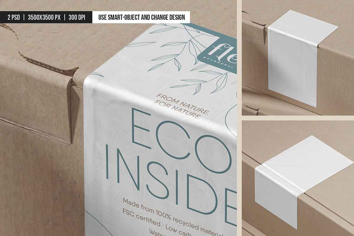 Corner Box Sticker Mockup, a Product Mockup by SD Mockup
