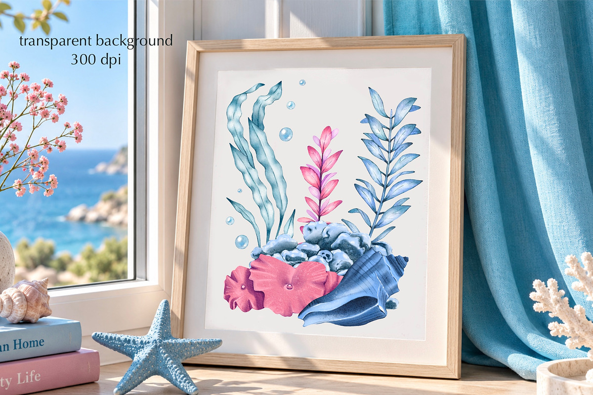 Watercolor Underwater Life Clipart, an Object Illustration by DiashaArt (Photo 3 of 9)