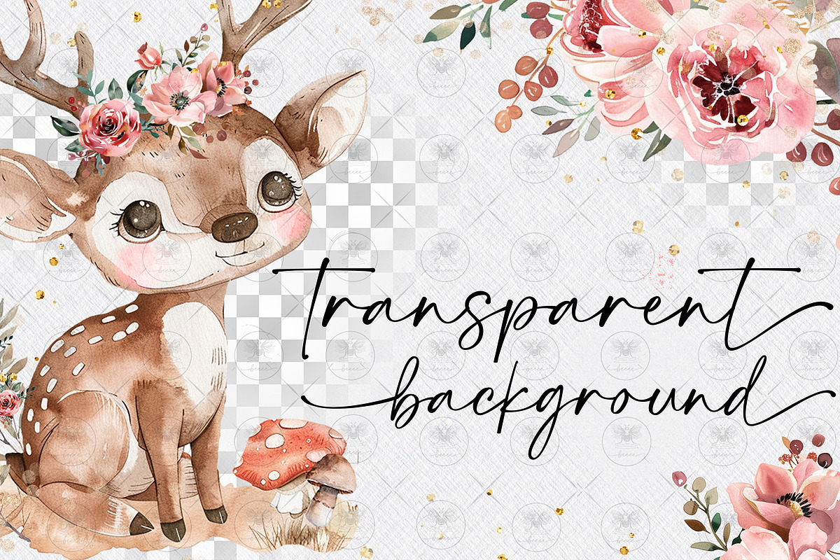 Woodland Animals Clipart Watercolor, an Illustration by BigCakeBee (Photo 2 of 7)