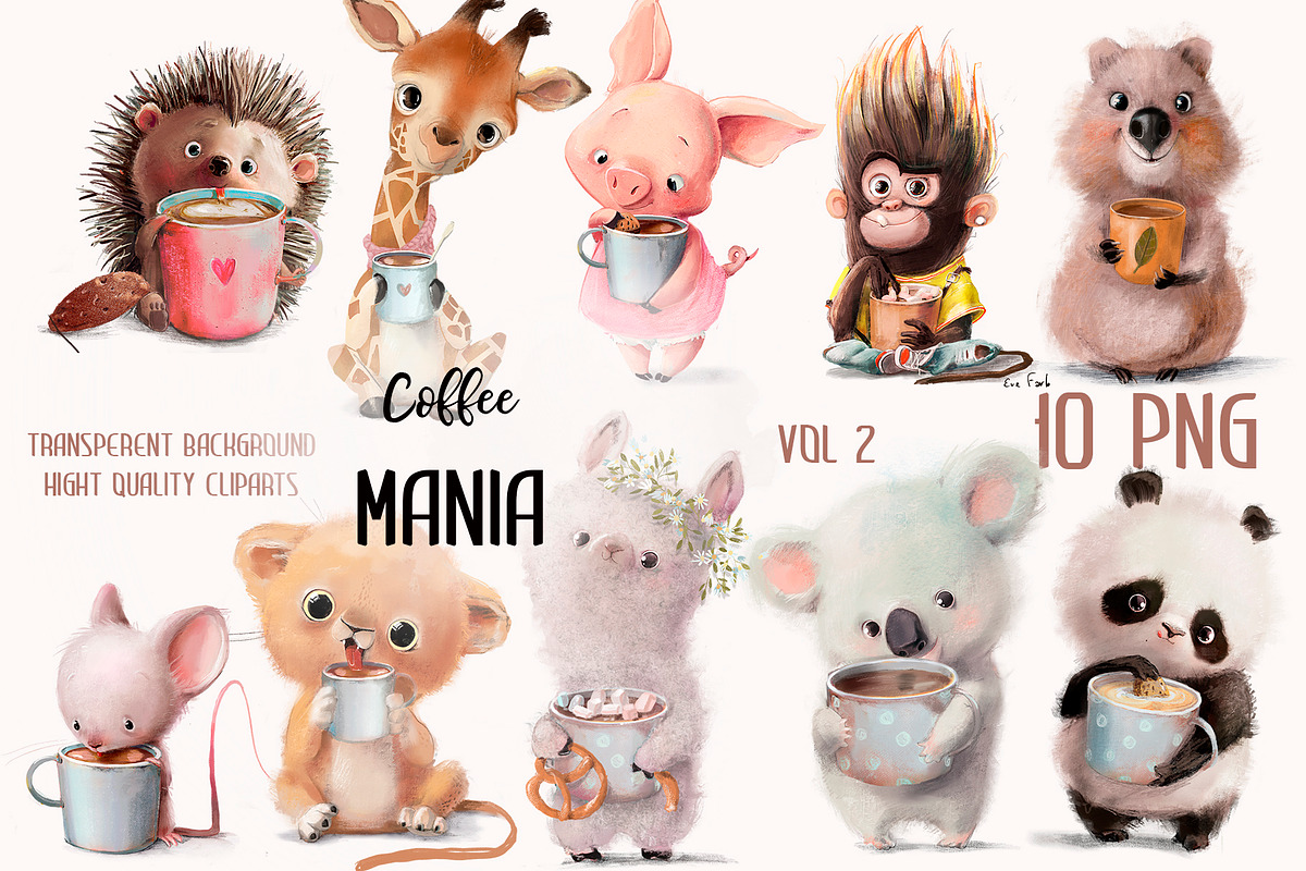 Coffee-Mania 2, an Animal Illustration by Eve Farb (Photo 1 of 2)