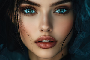 A close-up portrait of a young woman esthetic technologist with striking blue e, a Person Photo by Textures & Backgrounds