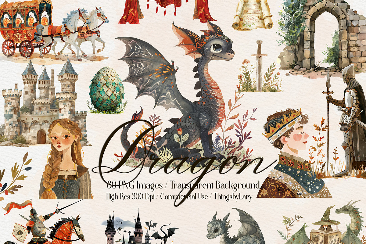 80 Images Fantasy Dragon & Royal PNG, an Object Graphic by ThingsbyLary (Photo 1 of 10)