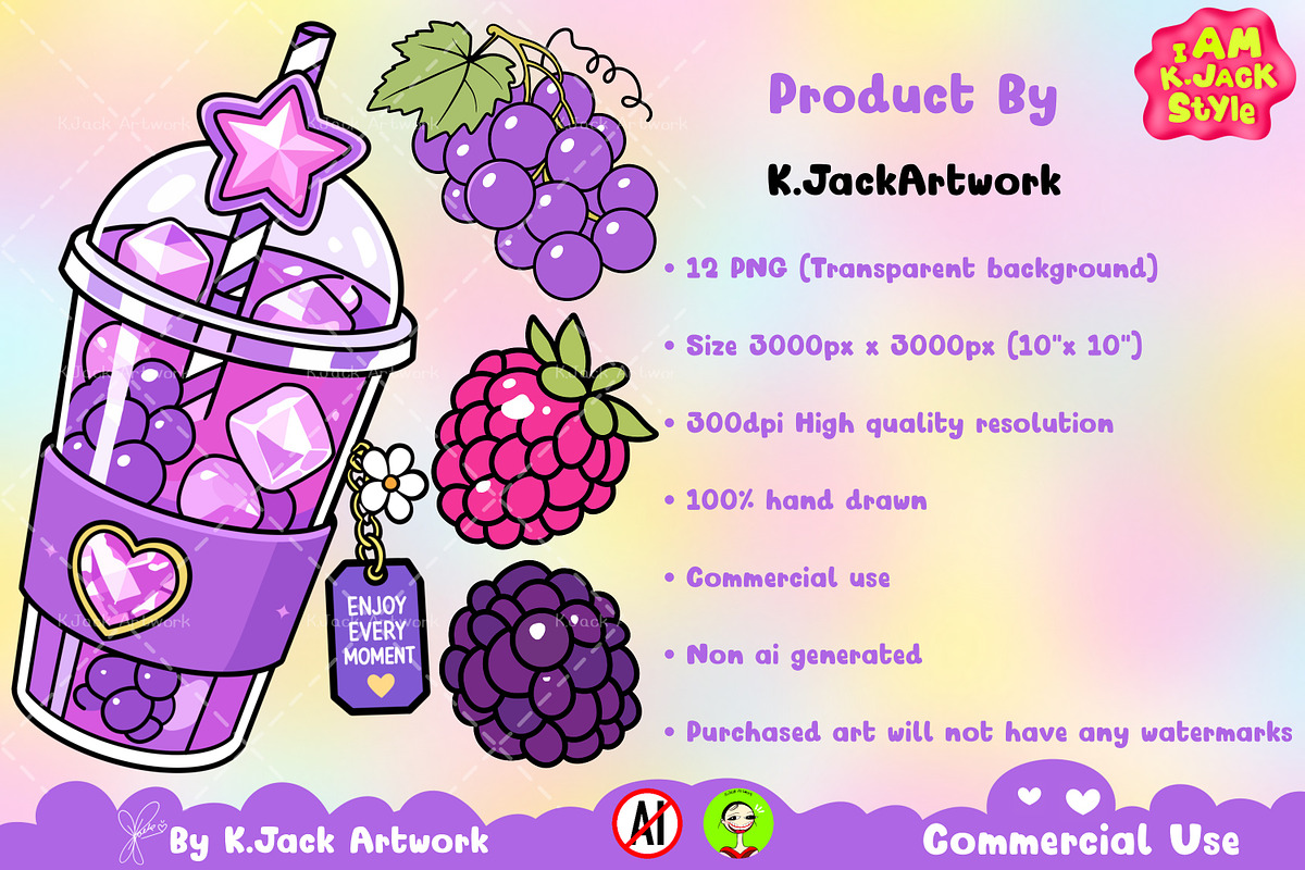 Purple Drink Party Clipart, a Food Illustration by K.JackArtwork (Photo 4 of 4)