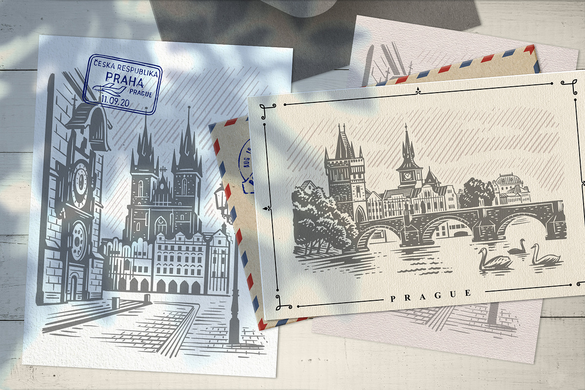 Vintage travel vector set., an Illustration by bioraven (Photo 9 of 12)