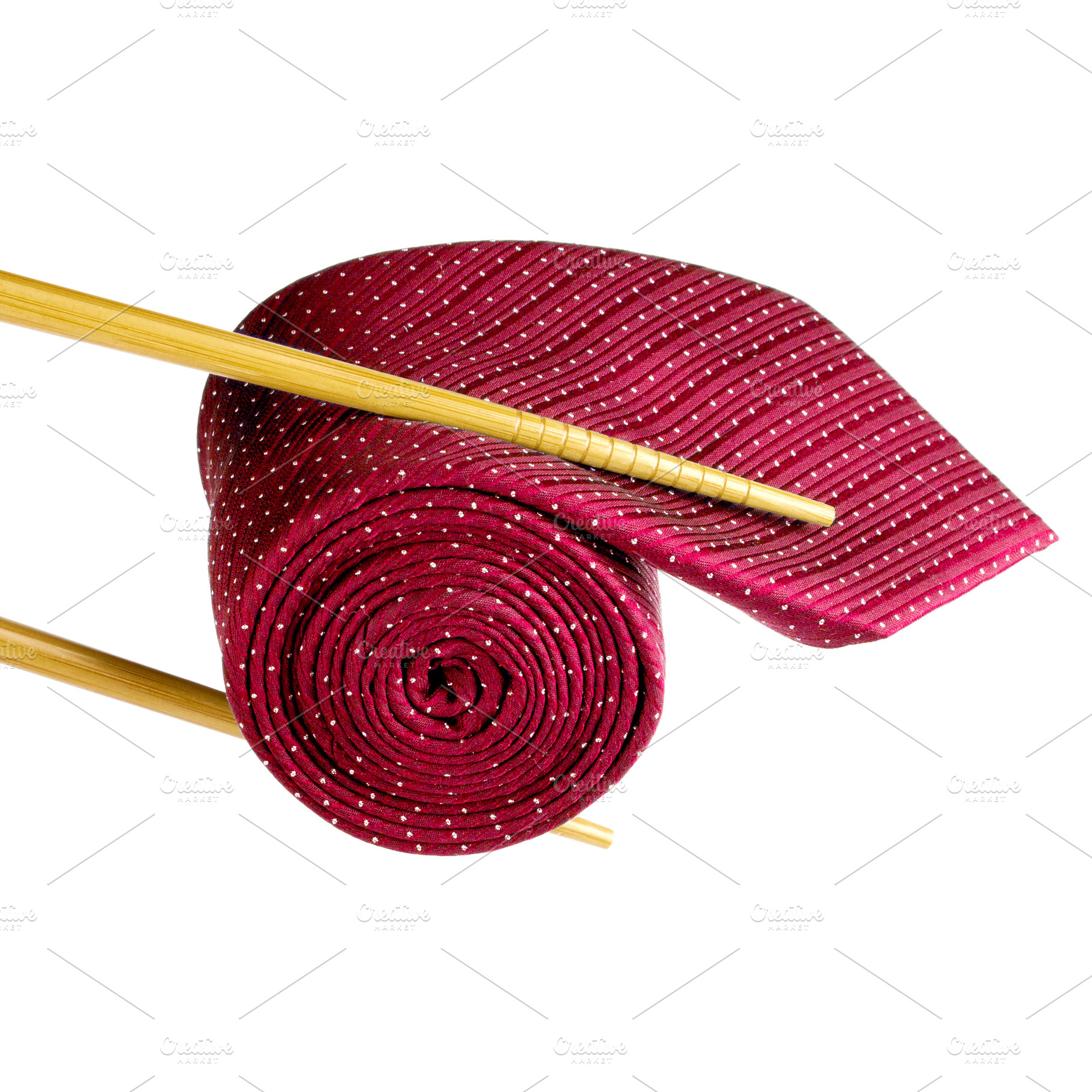 Chopsticks holding red mens necktie, a Beauty & Fashion Photo by BOOCYS